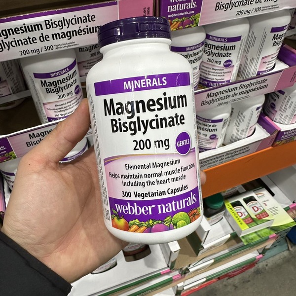 【特价至1月26日】Webber甘氨酸镁 Magnesium Bisglycinate 200mg 300粒